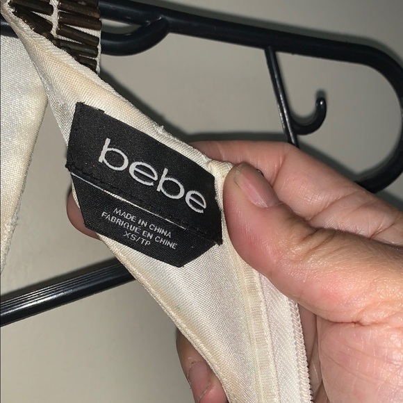 BNWOT Stylish White Dress with Gold Detailing By BEBE - Picture 6 of 11